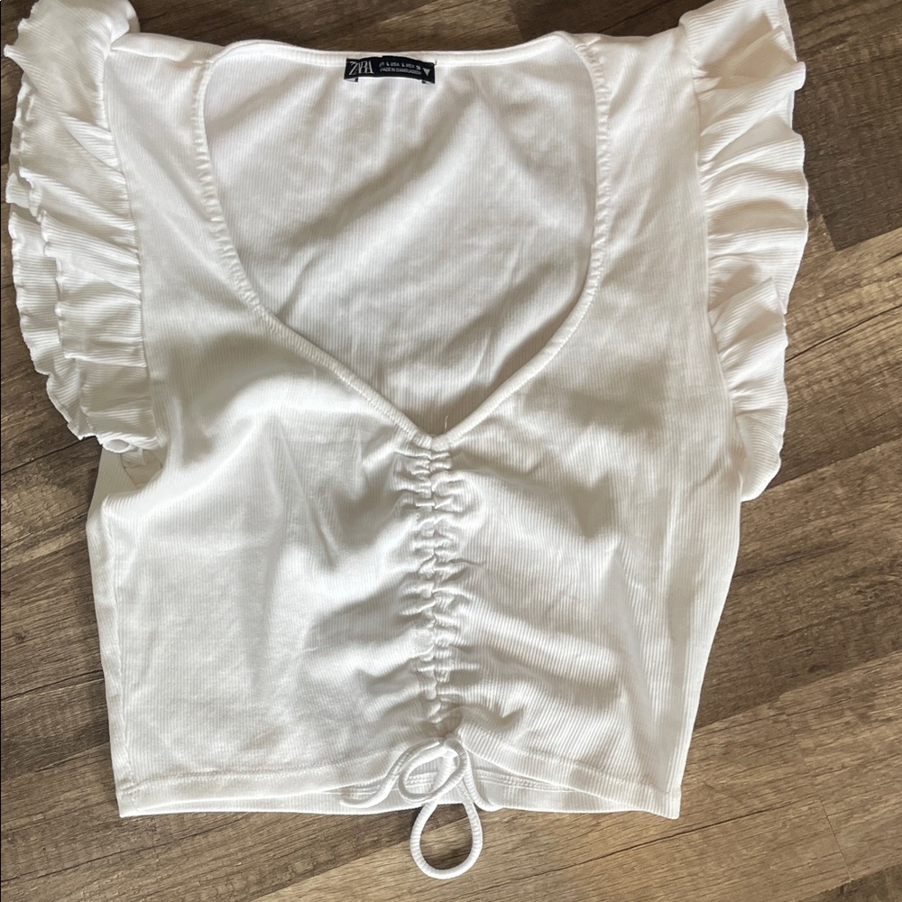 Zara White Crop Top L